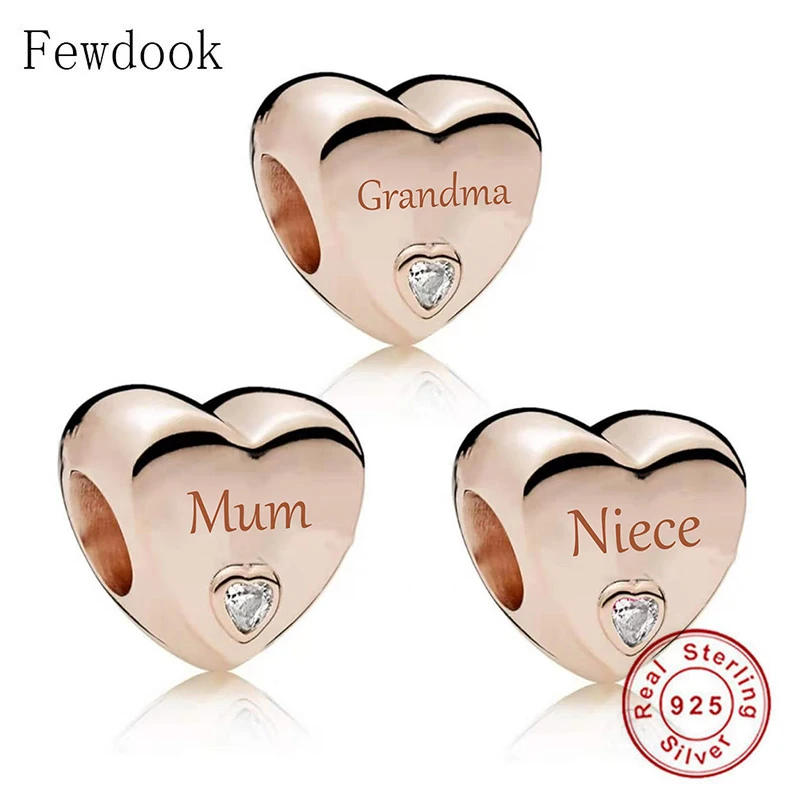 925 пробы серебро розовое золото бабушка мама племянница жена сестра сердце бисер