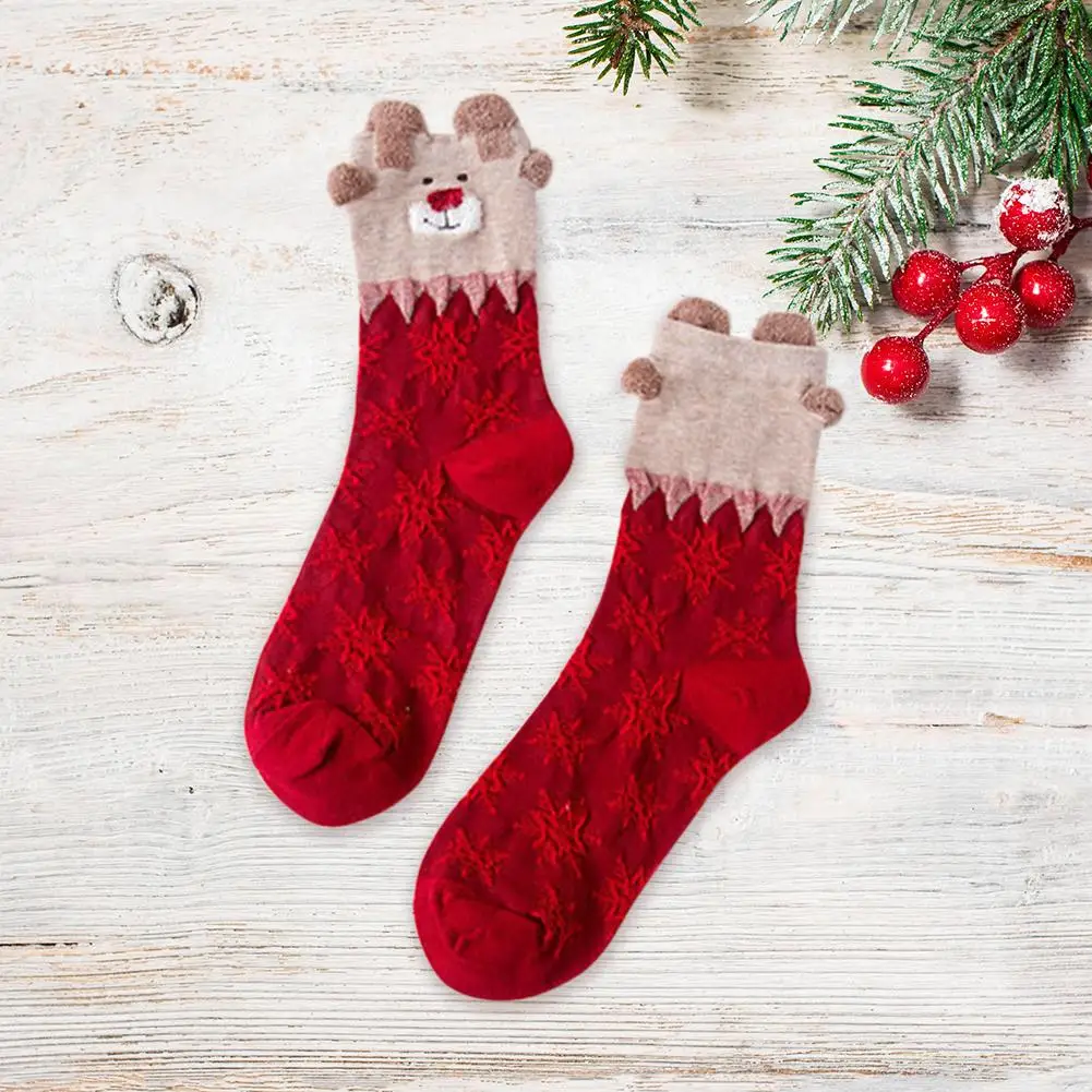 

Christmas New Year Them In Tube Socks Winter Women Cartoon Animal Calf Socks Close Knitting and Careful Workmanship