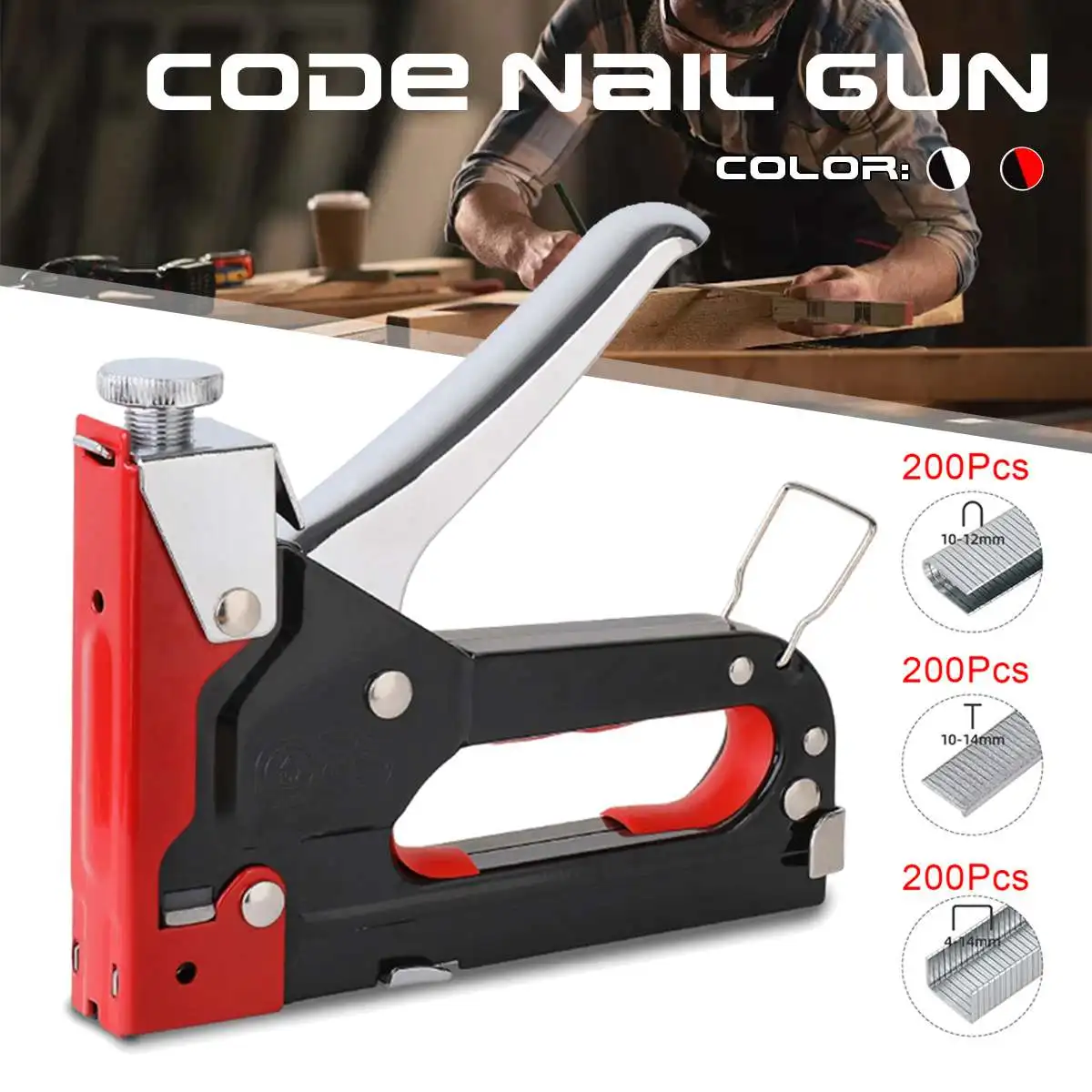 

3-way Manual Heavy Duty Hand code Nail Gun Furniture Stapler For Tacker upholstery gun pin Framing Woodworking Tacker Tools