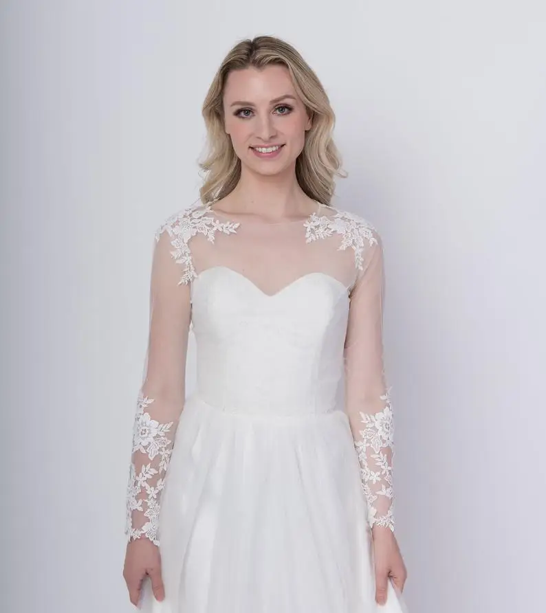 

Long Sleeves Wedding Jacket Wrap Bridal Bolero Tulle Lace Wedding Shawl Bride Coat Wedding Accessories Custom Made