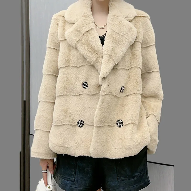 Зимняя женская одежда модное экологически чистое пальто из искусственного меха