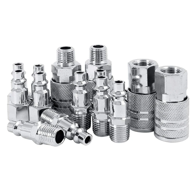 

14pcs Air Line Hose Compressor Fitting 1/4 Inch Bsp Metal Connectors Coupler Male Female Quick Release Set