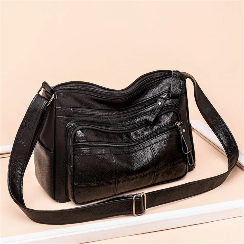 

Multi Pocket Women Pu Leather Crossbody Bag Luxury Elegant Shoulder Bag Female Retro Big Handbag And Purse Messenger Sac A Main