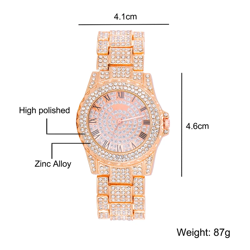rose gold color D& Z мужские хип-хоп микро проложили CZ Брендовые Часы кварцевые цифры часы для мужчин ювелирные изделия, аксессуары ручной работы - Цвет: rose gold color