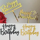 Золотистый черный Топпер для торта на свадьбу, годовщину, день рождения, флажки для торта на день рождения, топперы для кексов, украшения для выпечки