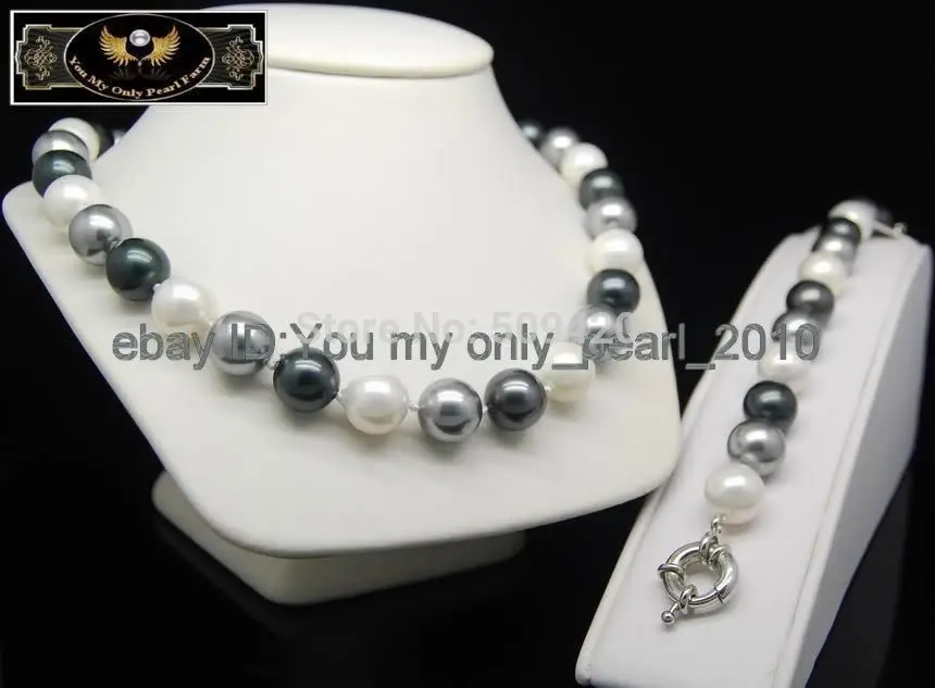 Оптовая продажа&gt 12 мм жемчужное ожерелье и браслеты из морской раковины 18 &quotи