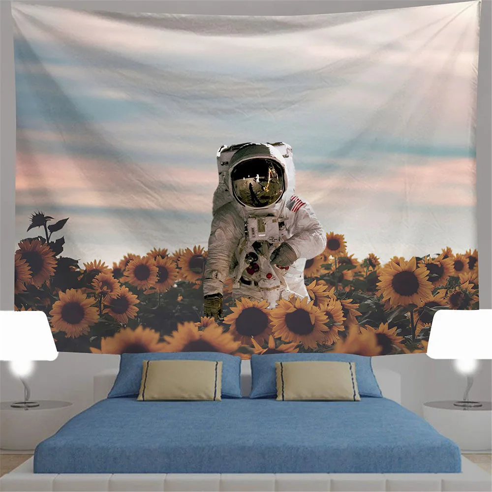 

Sunflower Wall Hanging Tapestries Astronaut Spaceman Tapestry Living Room Decor Multifunctional Cloth for Decor Cloth Craft