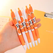 4pcs 0.5mm  Cute Orange Press Gel Pen Black Pen for High value Students  Korean Stationery  Cool   Kawaii  office accessories