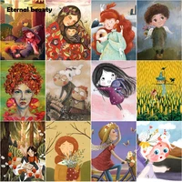5d diy diamond painting cartoon baby and mom comic girls full diamond embroidery cross stitch kits pictures of rhinestones gift
