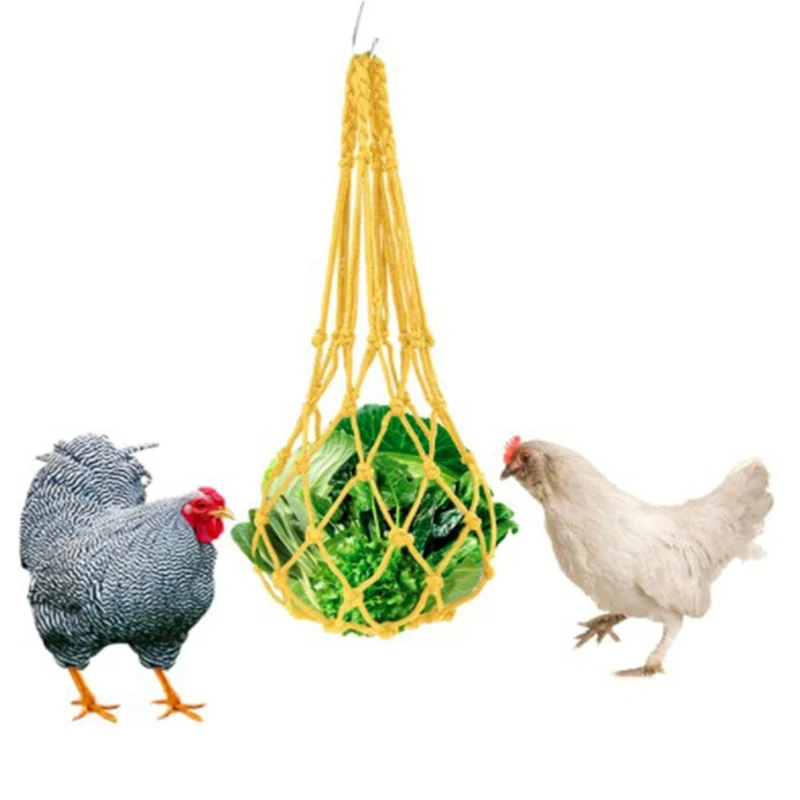 

Chicken Vegetable Net Bag Fruit Treat Snack Holder Hanging Feeder Coop Feeding T X4YE