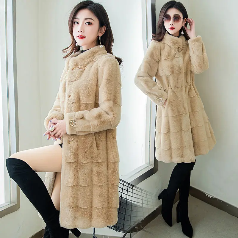 

Women Winter Thick Warm Jacket Fashion Mink Fur Coat Women's Long Sleeve Faux Fur Coat Ladies Casual Loose Long Overcoat W587