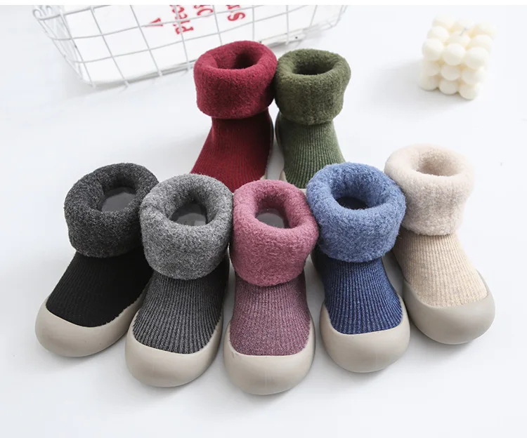 Утолщенные детские носки зимняя очень теплая обувь для малышей мальчиков и