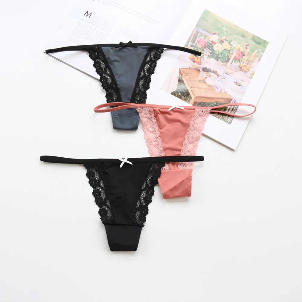 

Voplidia Summer Panties Underwear Women Plus Size Bow Sexy Lingerie Panty Thongs and G String Tanga T-back Seamless String PM023