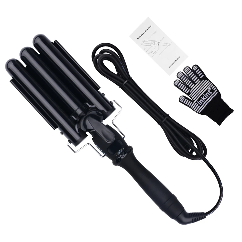 

19-25mm 3 Barrel Hair Curling Iron Wand LCD Digital Fast Heating Ceramic Hair Curler roller Deep Waver Perm Splint Hair Styler36