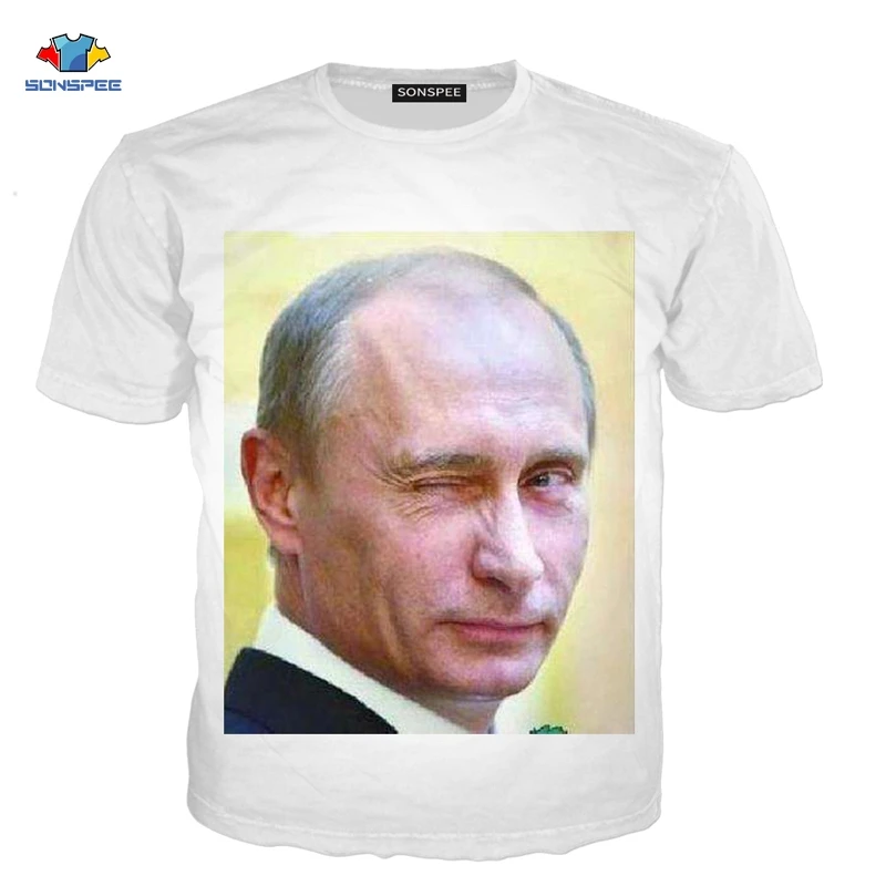 SONSPEE новая забавная Мужская Футболка Путин футболка с короткими рукавами модная