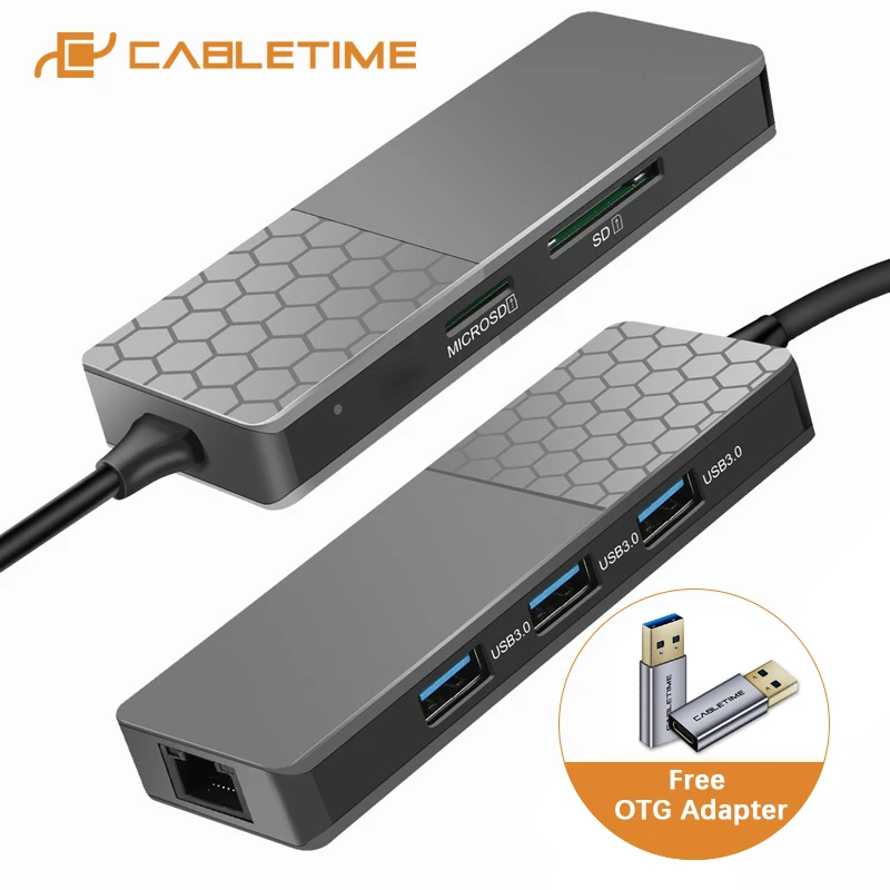 Кабель USB C концентратор к USB3.0 мульти SD TF карта Lan Ethernet зеркальный передачи данных