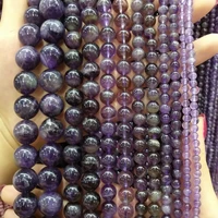natural stone beads round shape amethysts loose spacer exquisite beaded for jewelry making diy necklace bracelets accessories