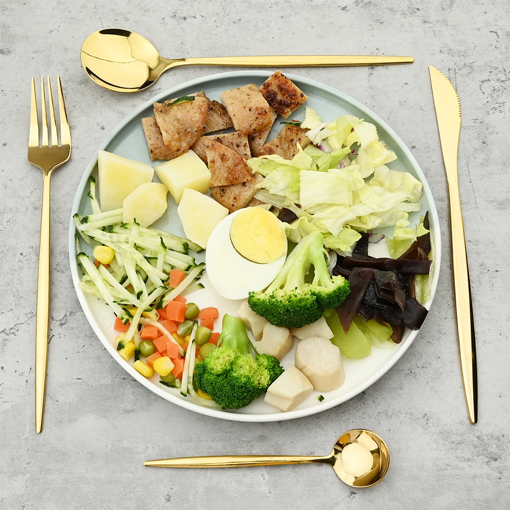 

Home Kitchen Tableware Restaurant Utensils For Gift 24PCS Gold Dinnerware Set Stainless Steel Cutlery Knife Fork Spoon Flatware