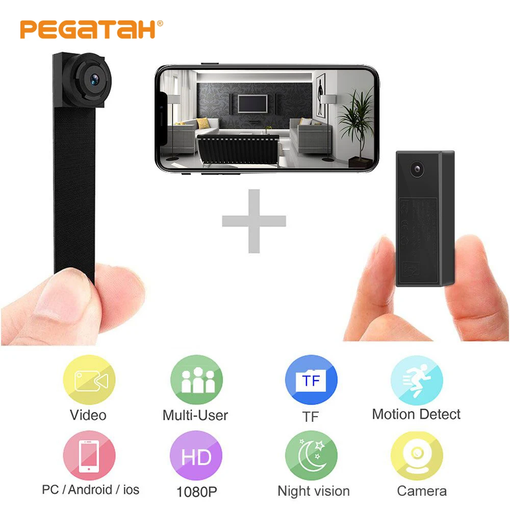1080p P2P Мини Wi Fi IP камера с двойным объективом Беспроводная дистанционная для