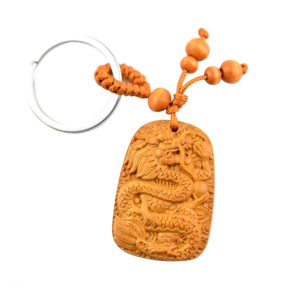 Натуральный персик резьба по дереву китайский дракон статуэтка подвеска пряжка