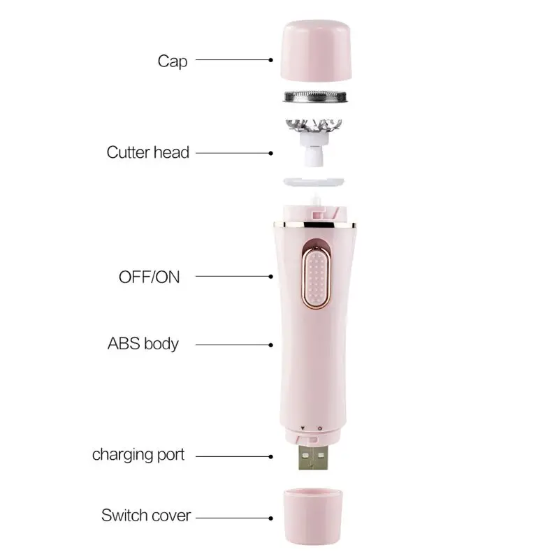

4 in 1 Electric Hair Removal Epilator Bikini Body Facial Hairs Remover Shaver USB Rechargeable Shaving Machine Set for Women Gir