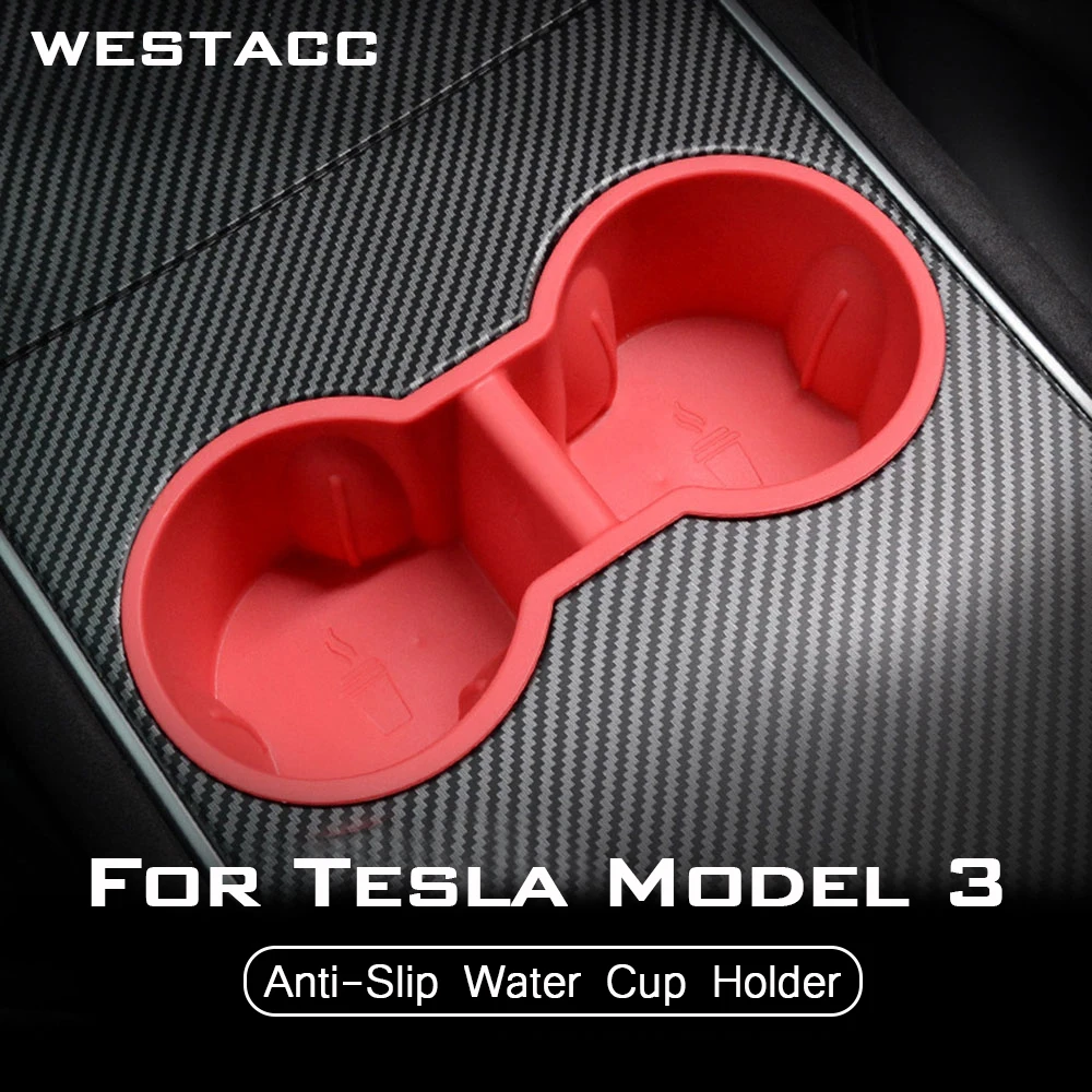 

Car Anti-Slip Water Cup Bottle Coin Storage Box Case Holder for Tesla Model 3 2016 - 2021 Organizer Interior Accessorise