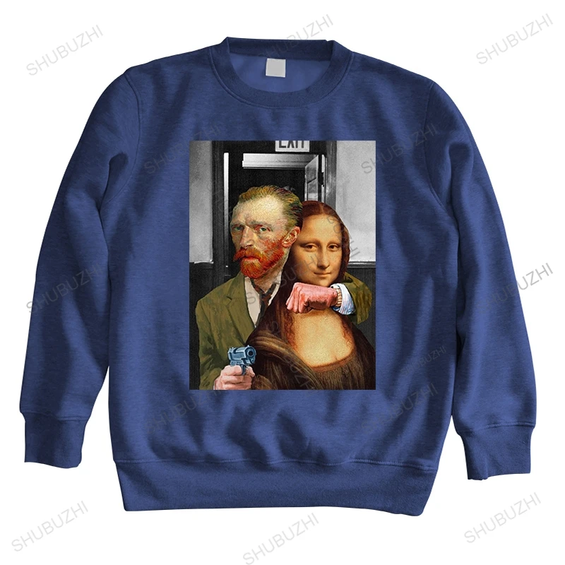 

warm teenager sweatshirt men autumn o-neck long sleeve Novelty Art Theft Van Gogh Mona Lisa unisex vintage casual style hoodie