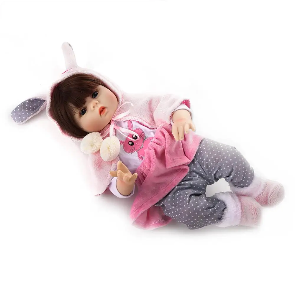 Кукла reborn Pickwoo 48 см кукла для маленькой девочки в розовом платье кролика мягкое