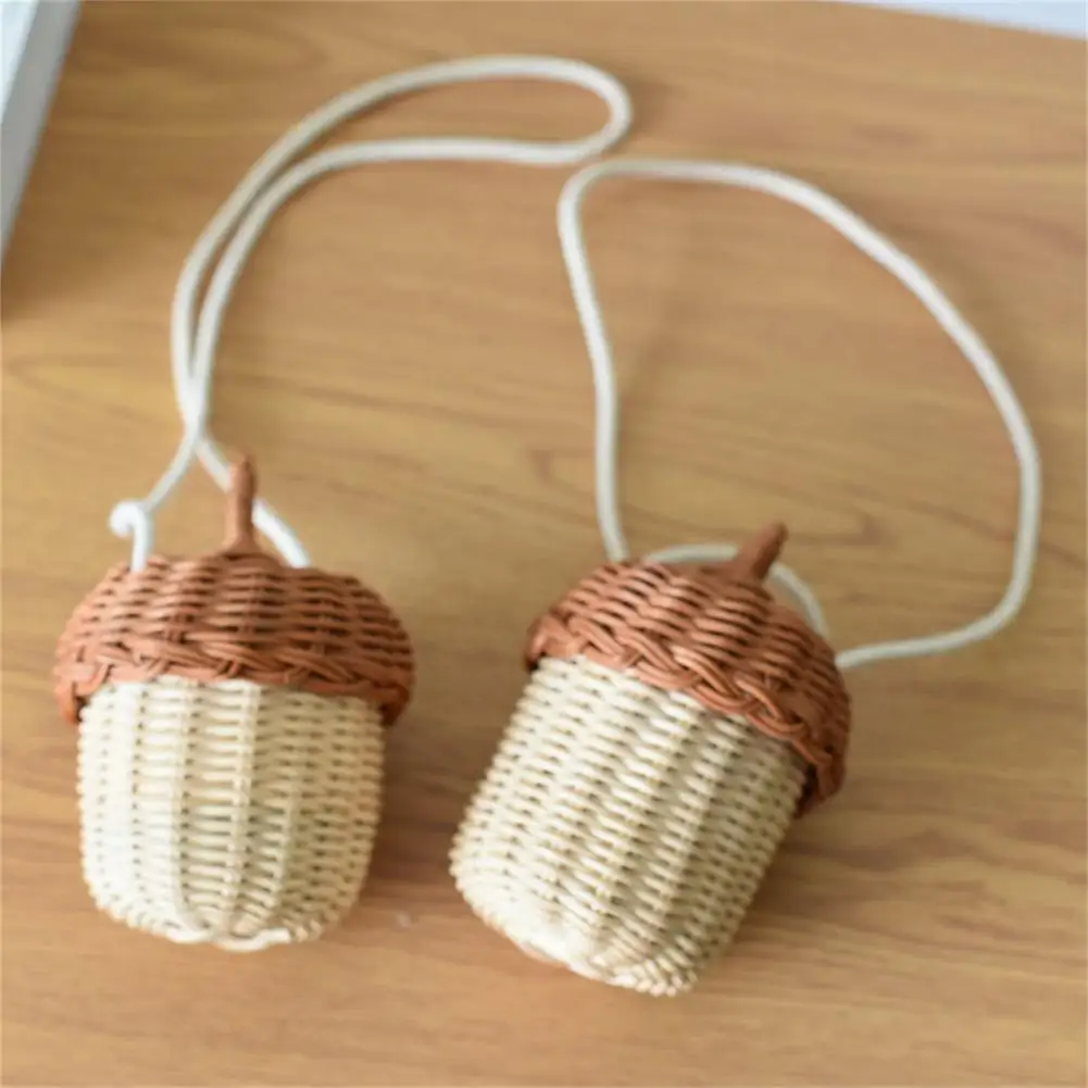 

Straw Beach Bag Handmade Woven Round Rattan Bag Tropical Beach Style Woven Bucket Women Summer Shoulder Bag
