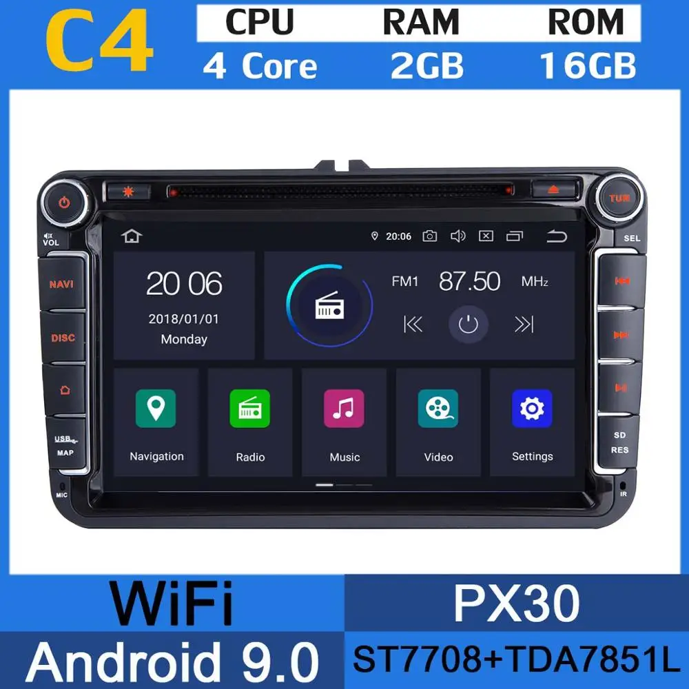 4Core 2G RAM 16G PX " PX6 4G ram+ 64G rom Android 9,0 автомобильный dvd-плеер для VW Caddy Sharan Amarok Scirocco polo V 6R Multivan T5 Bettle автомобильный радиоприемник - Цвет: 4Core 2G RAM 16G PX