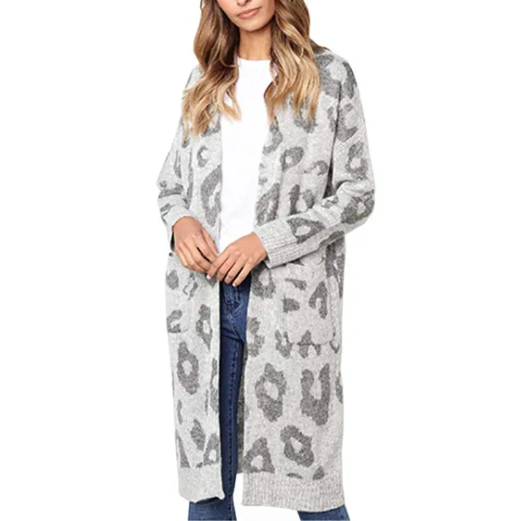 22020 Весна Зима Леопардовый принт женский свободный кардиган верхняя одежда