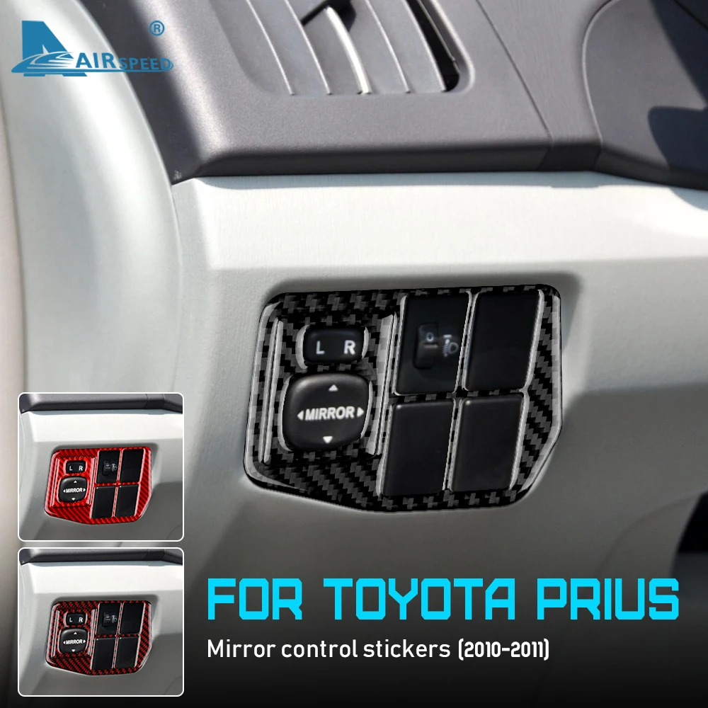 

AIRSPEED углеродное волокно для Toyota Prius 2010 2011 аксессуары внутренняя отделка Автомобильная фара боковое зеркало переключатель кнопка наклейка