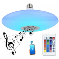 smart ufo lamp music wireless bluetooth speaker bulb e27 rgbwhite dimmable smart led ceiling light remote control for home 2021