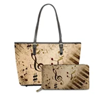 Винтажная женская из искусственной кожи с музыкальными нотами пианино на заказ, комплект сумок с верхом, вместительная пляжная дорожная сумка