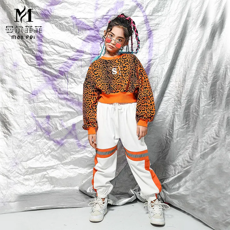 Костюм в стиле хип-хоп с леопардовым принтом для девочек | Детская одежда и обувь