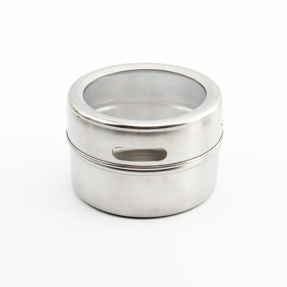 

Magnetic Spice Tins Set of 6pcs/9pcs/12pcs Stainless Steel Spice Jar With Clear Top Lid Spice Rack Organizer Container Set