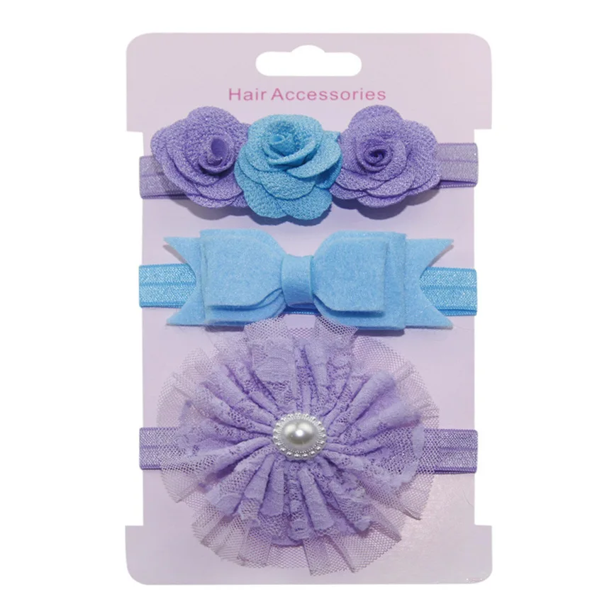 Повязка на голову для девочек 3 шт. эластичная повязка с цветочным рисунком милый