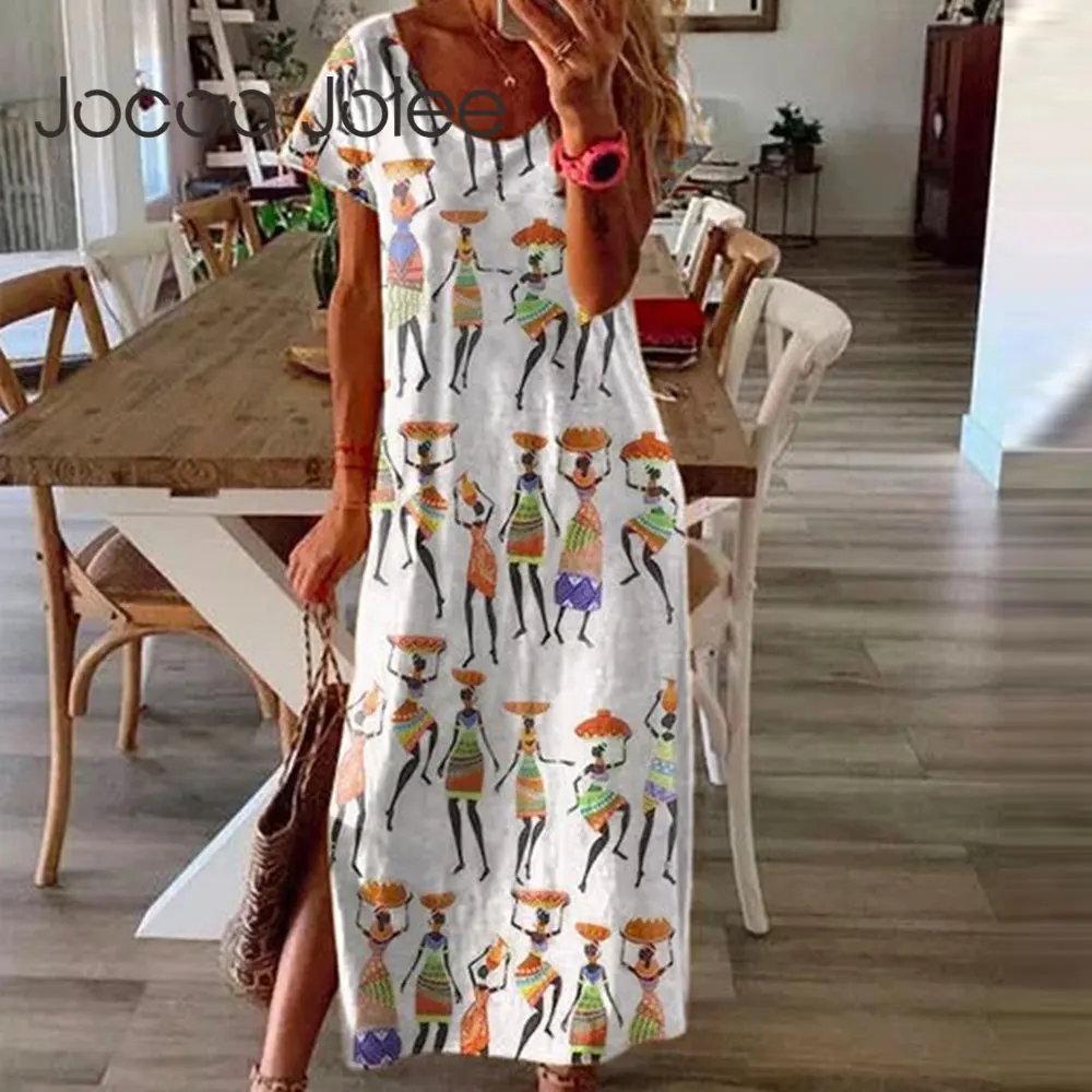 Свободное длинное платье Jocoo Jolee в стиле бохо с коротким рукавом повседневное