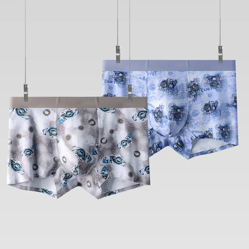 

Новинка Осень-зима 2021, мужское нижнее белье 60-х годов из модала с цифровой печатью и средней посадкой, бесшовные боксеры с U-образным вырезом,...