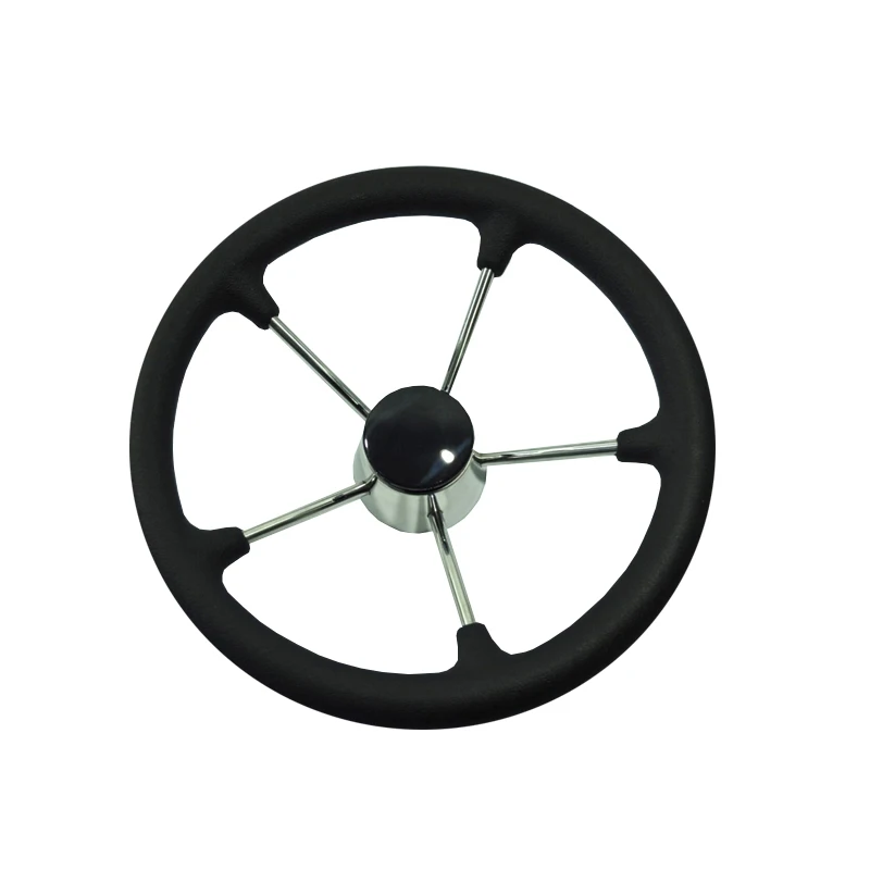 Рулевое колесо с 5 спицами из нержавеющей стали черным поролоновым захватом