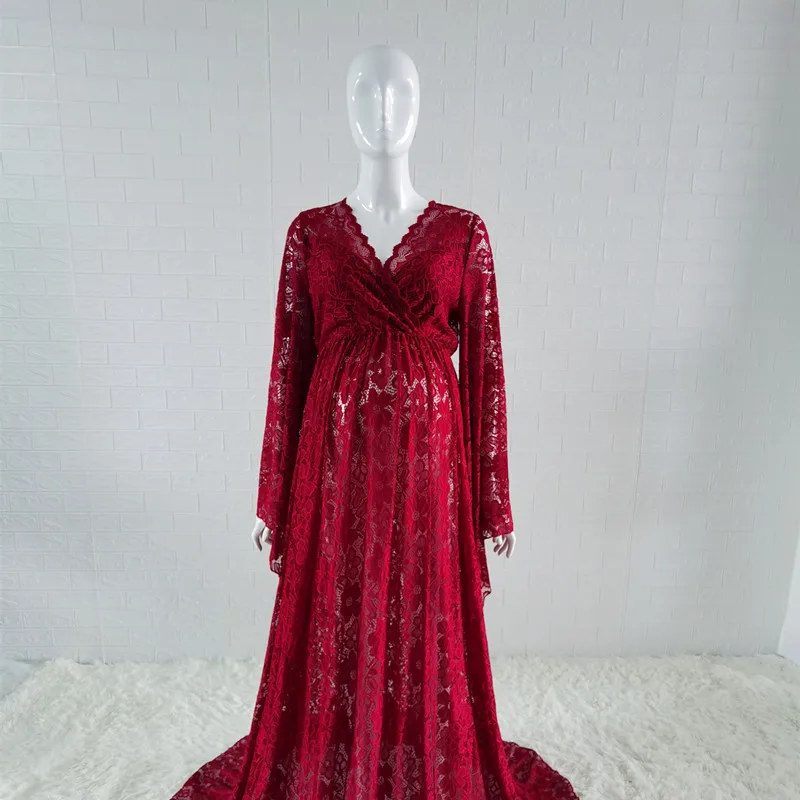 

2020 Boho Style Lace Maternity Dress For Photography Maternity Photography Outfit Maxi Gown Pregnancy Women Lace Long Dress