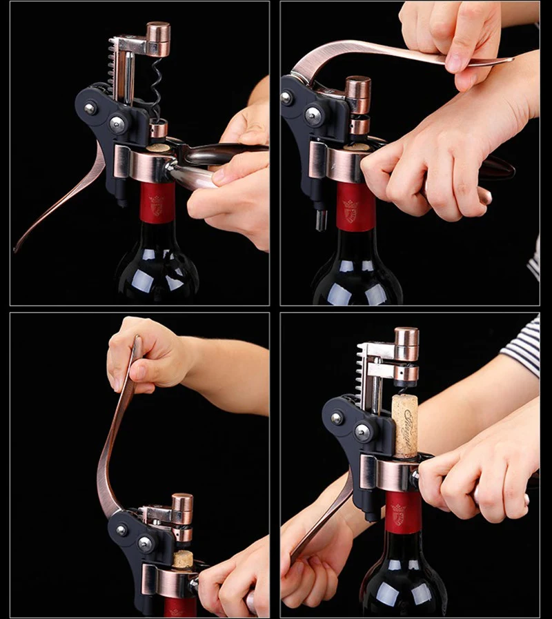 

Zinc Alloy Wood Wine Set Bottle Opener Stopper Pour Spout Cork Screw Drip Ring Wine Set Rabbit-shaped Red Wine Corkscrew Set