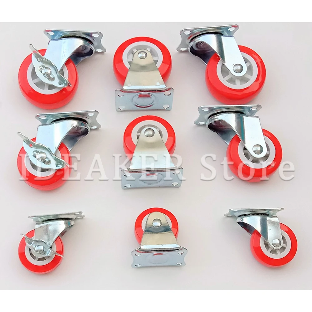 

360 Swivel Furniture Casters Office Chair Wheels Soft PVC Red Caster Roller Wheel For Platform Trolley Chair 1/5PCS