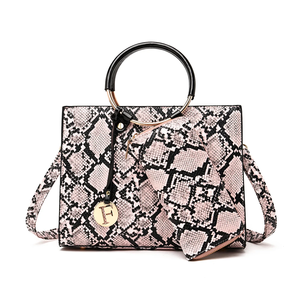 Pink2Sets Новинка, женские сумки через плечо из змеиной кожи, дизайнерская сумка-мессенджер, женские сумки через плечо из искусственной кожи, женские сумки-тоуты, женские сумки - Цвет: Pink2Sets
