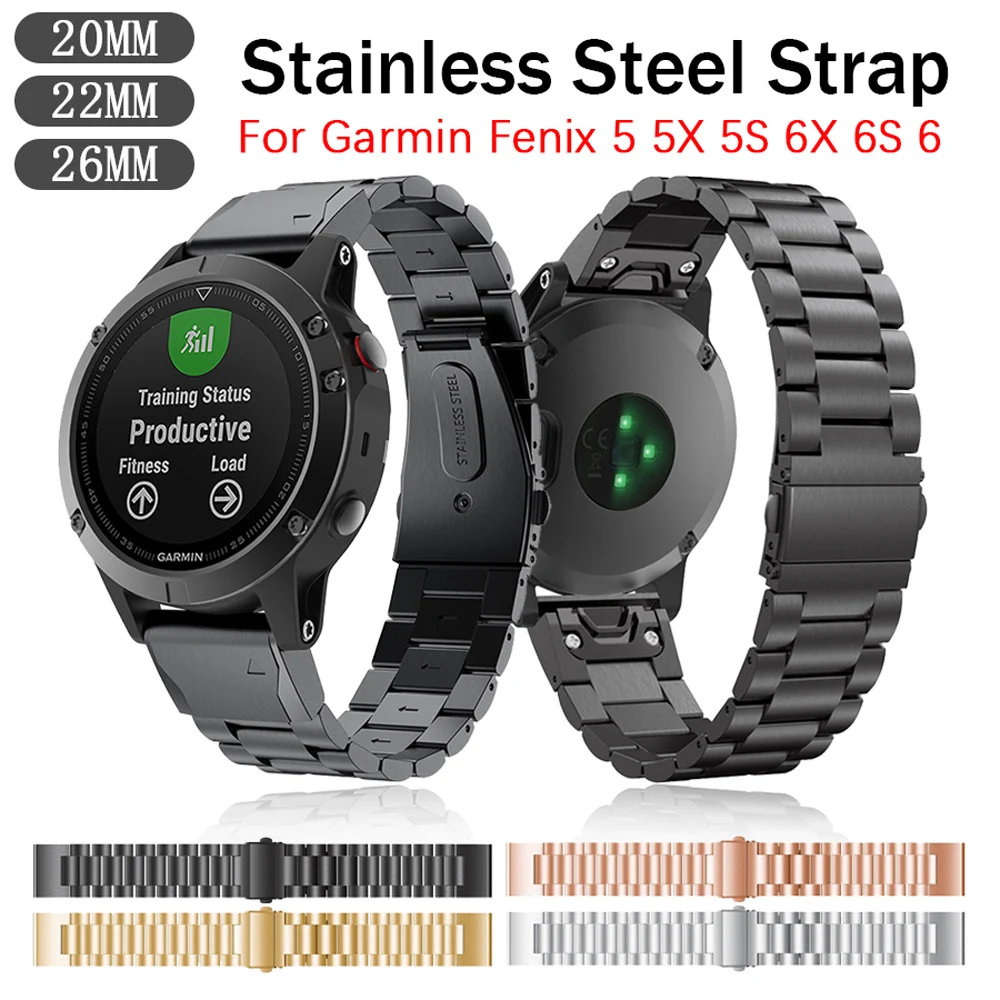 

26 22 20mm Watchband For Garmin Fenix 6 6X Pro 5 5X Plus 3HR STAINLESS STEEL Band Fenix6 Fenix5 Watch Quick Release Wrist Strap