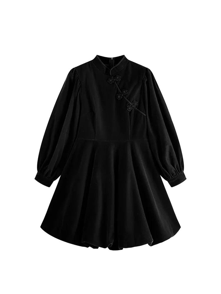 Женское винтажное платье-Ципао с пышными рукавами и воротником-стойкой | Женская