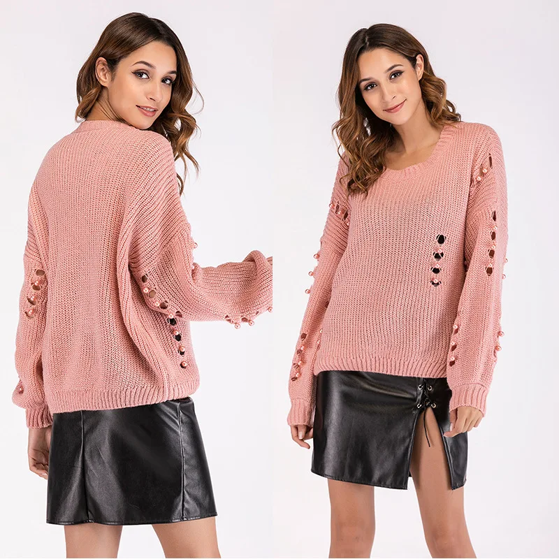 

Spring Autumn Hollow Out Knitted Sweater Women Casual Plus Size Long Sleeve Pullovers Sweaters Jumpers Tops Blouse Rapa De Mujer