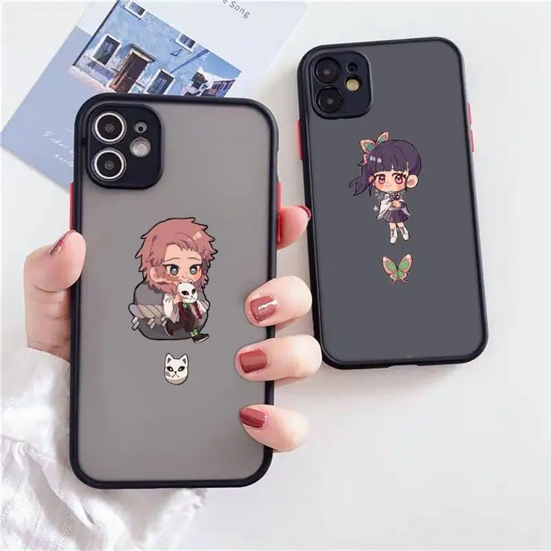 

Cute cartoon ghost slayer Phone Case For iPhone 12 11 Mini Pro XR XS Max 7 8 Plus X Matte transparent Back Cover