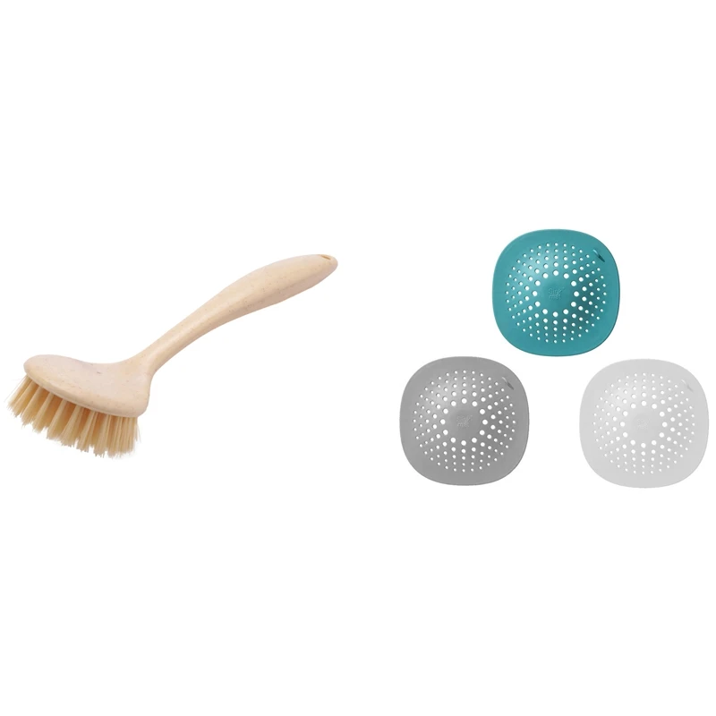 

1X щетки для мытья кухни с длинной ручкой и 3 шт. дренажных Ловец для волос, Ловец для волос, дренаж для душа с 4 присосками