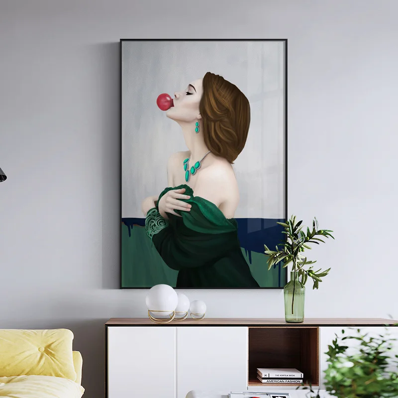 

Modern Fashion Girl Poster Canvas Print Abstract Bubble Woman Figure Wall Art Painting Nordic Decoration Picture Home Room Decor